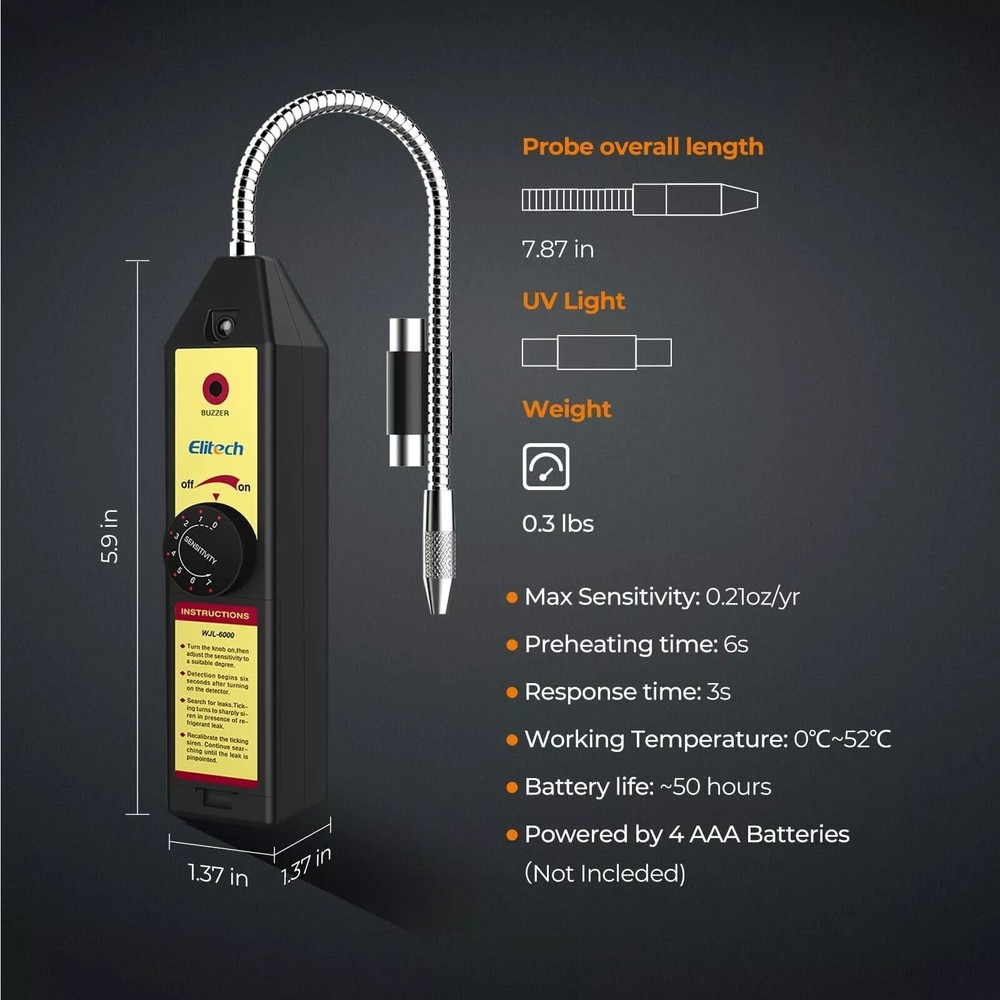 6000UV Updated Refrigerant Halogen Leak Detector HVAC Freon Tester