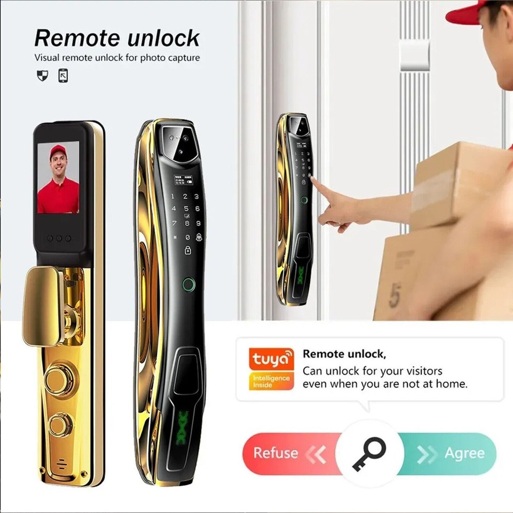 Digital Door Lock 3D Face Recognition Camera FIngerprint Keyless Safety Tool