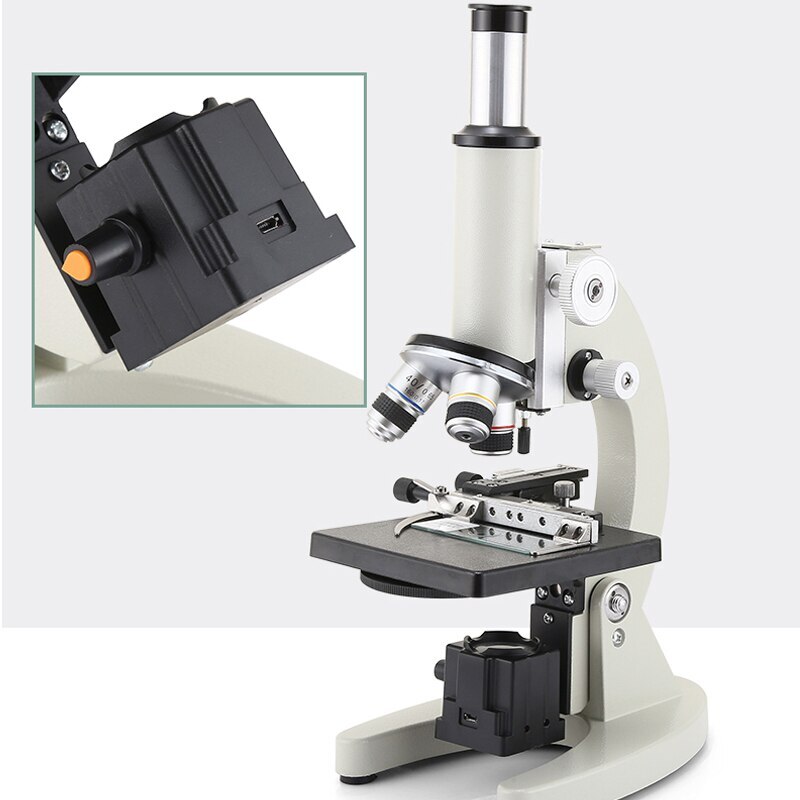 White USB Rechargeable Biological Microscope Adjustable LED Light Source