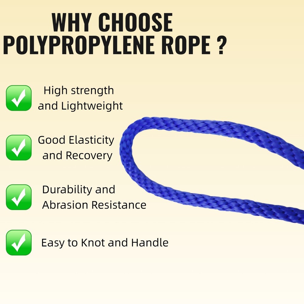 5/8'' 140FT Smooth Polypropylene Blue Solid Braid Rope