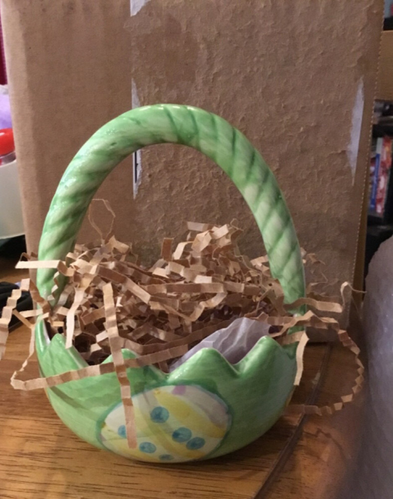 Ceramic Easter Egg Basket-Candy Dish