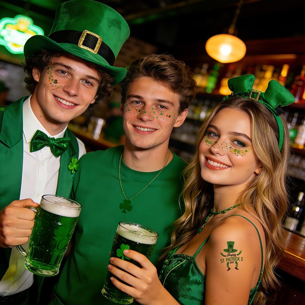 28PCS St. Patrick's Day Glitter Face Temporary