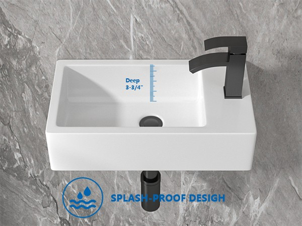Floating 18"X10" Rectanguler Vessel Sink For Bathroom