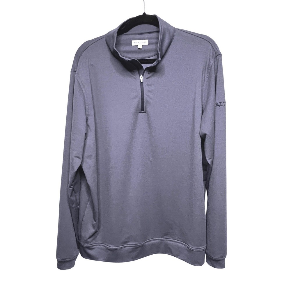 Peter Millar Mens Navy Blue Quarter Zip Performance Pullover Hyatt Logo L Golf