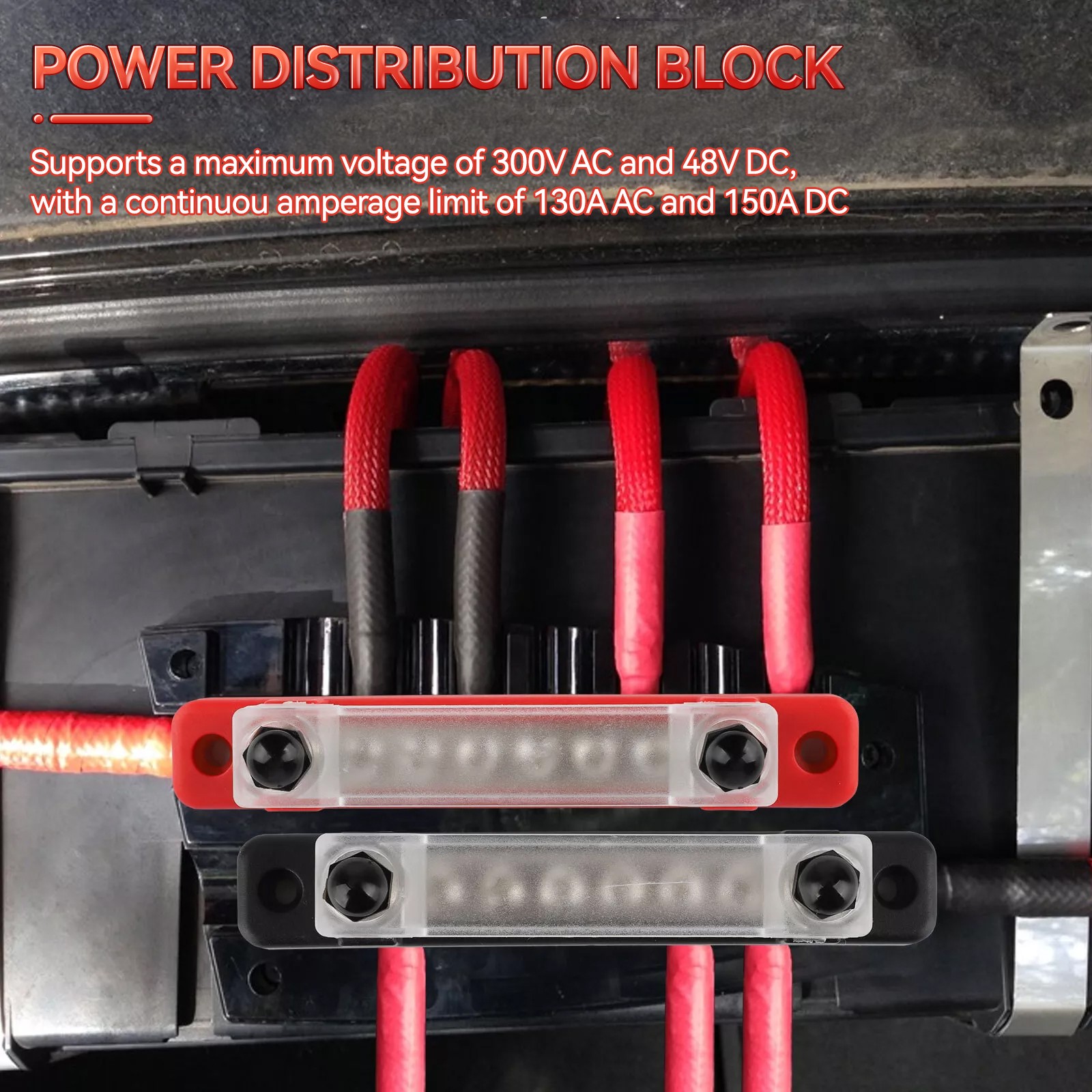 2x 12V Distribution Bus Bar Auto Boat Marine Power 6 Way Terminal Block Bus Bar