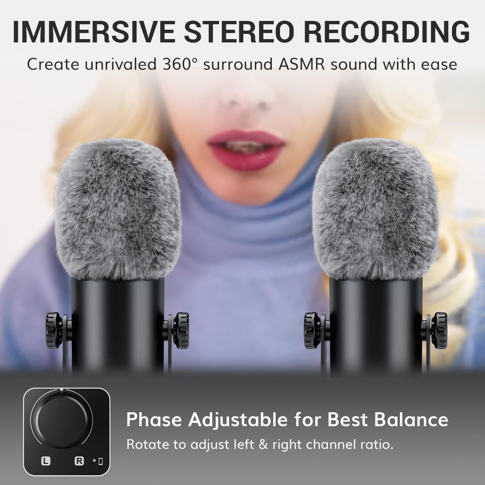 ASMR Microphone Equipment Bundle with Audio Interface, Immersive 3D Stereo Au...