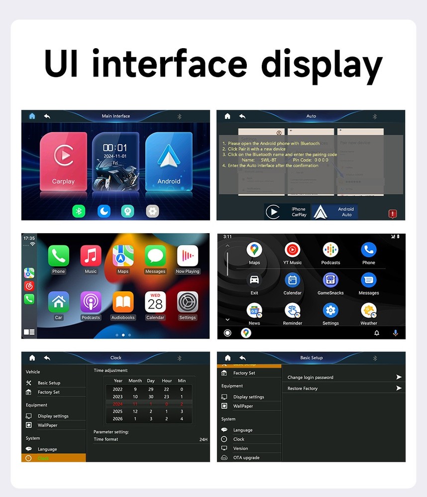 5" Waterproof Motorcycle Navigator Portable Wireless CarPlay Android Auto Screen
