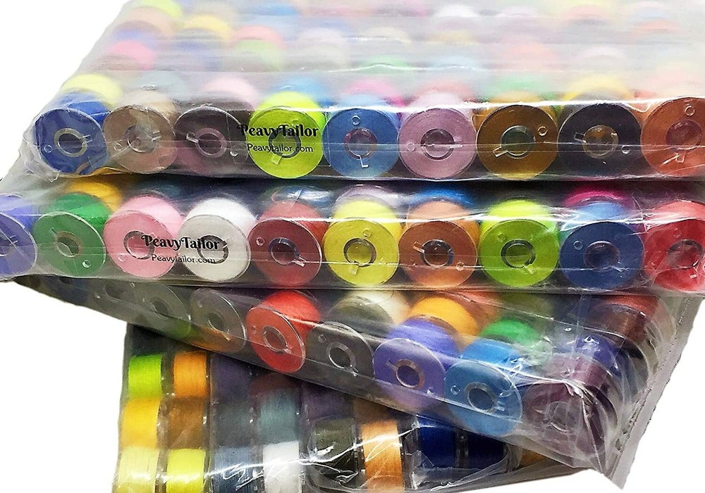 PeavyTailor 100 Pcs/Colors Prewound Sewing Bobbins (40 Weight Polyester Thread)