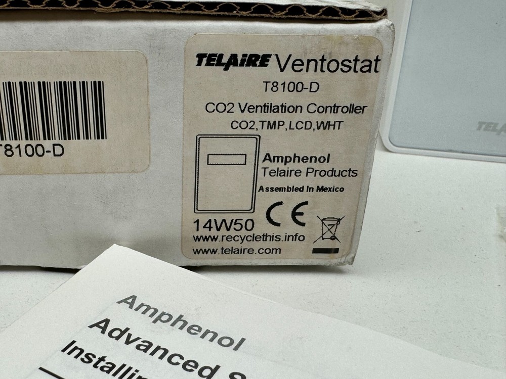 Amphenol Telaire T8100-D Ventostat CO2 Ventilation Controller TMP, LCD, WHT