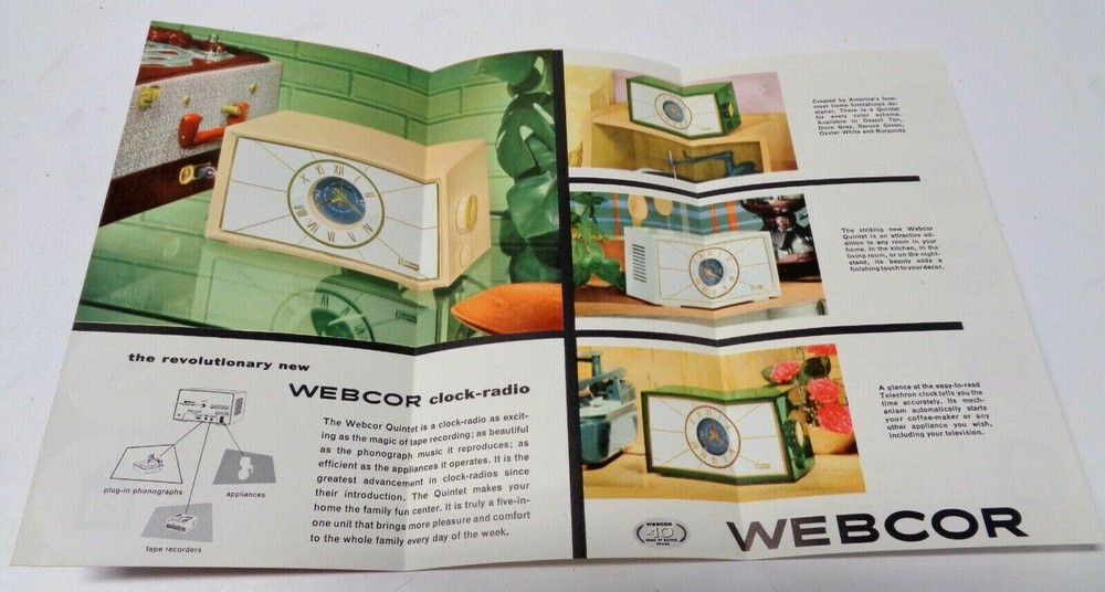 Webcor Clock Radio Brochure c 1954