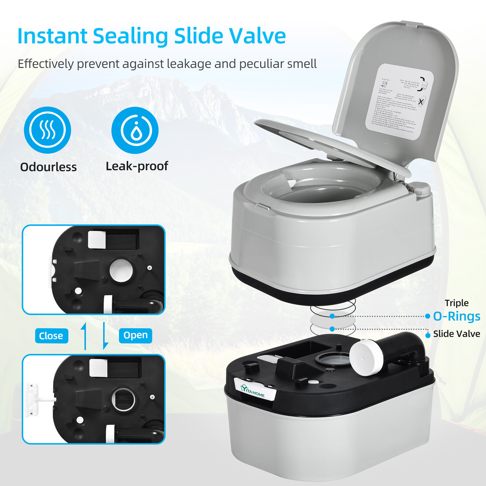 Portable Toilet 6.34 Gallon Porta Potty W/Paper and Detergent Collection Travel