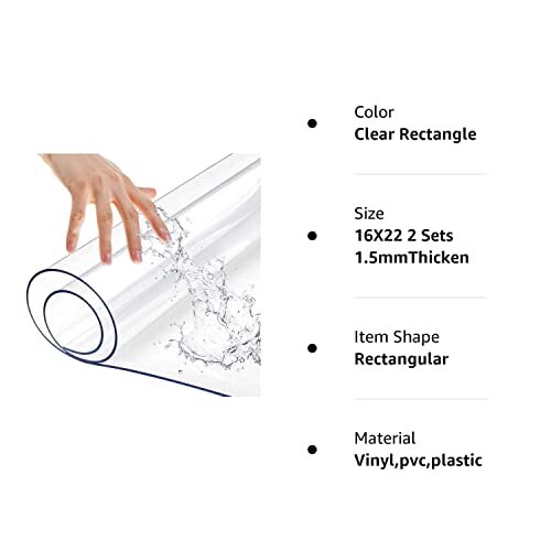 2 Sets Rectangular Clear Table Protector Plastic Tablecloth Cover Wooden Furn...