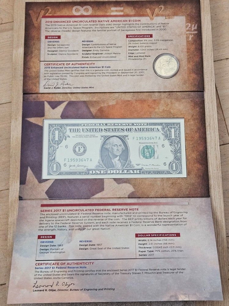 2019 NATIVE AMERICAN 1 Dollar Coin & Currency Set