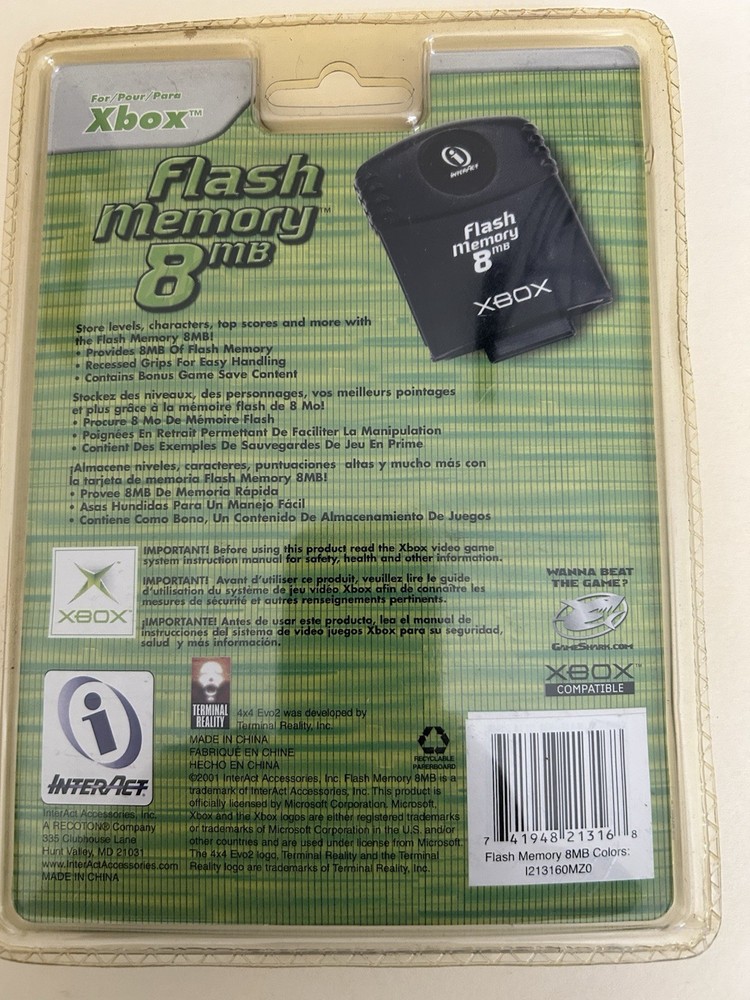 InterAct Flash Memory 8mb Xbox Colors Black New