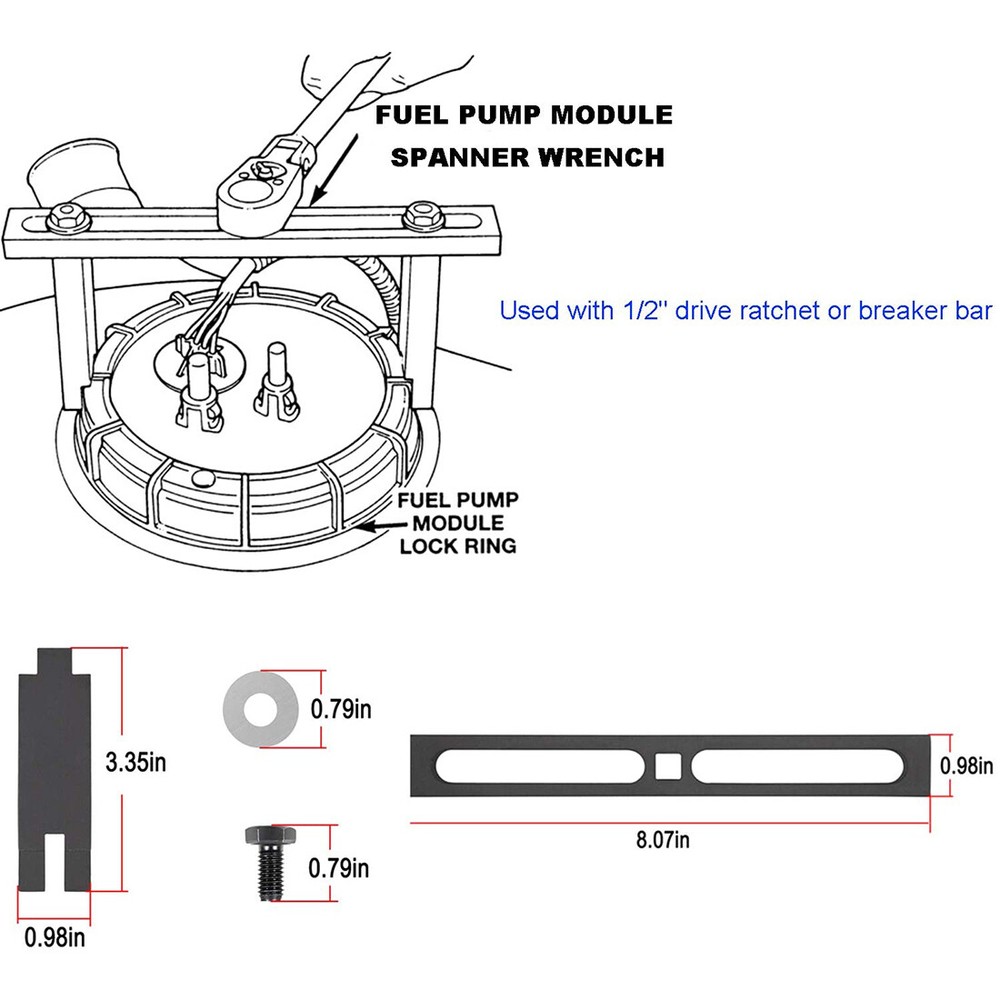 6599 Fuel Tank Lock Ring Tool & Adjustable Fuel Pump Module Spanner Wrench Tool