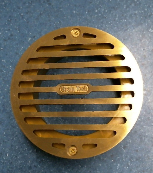 Drain Tech 4" Round Satin Brass Grate    (17663)  FS
