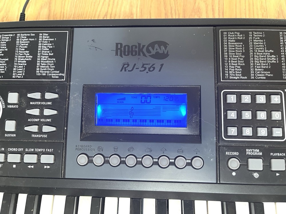 RockJam RJ-561 Multi-function Keyboard & Power Cord Tested Works!
