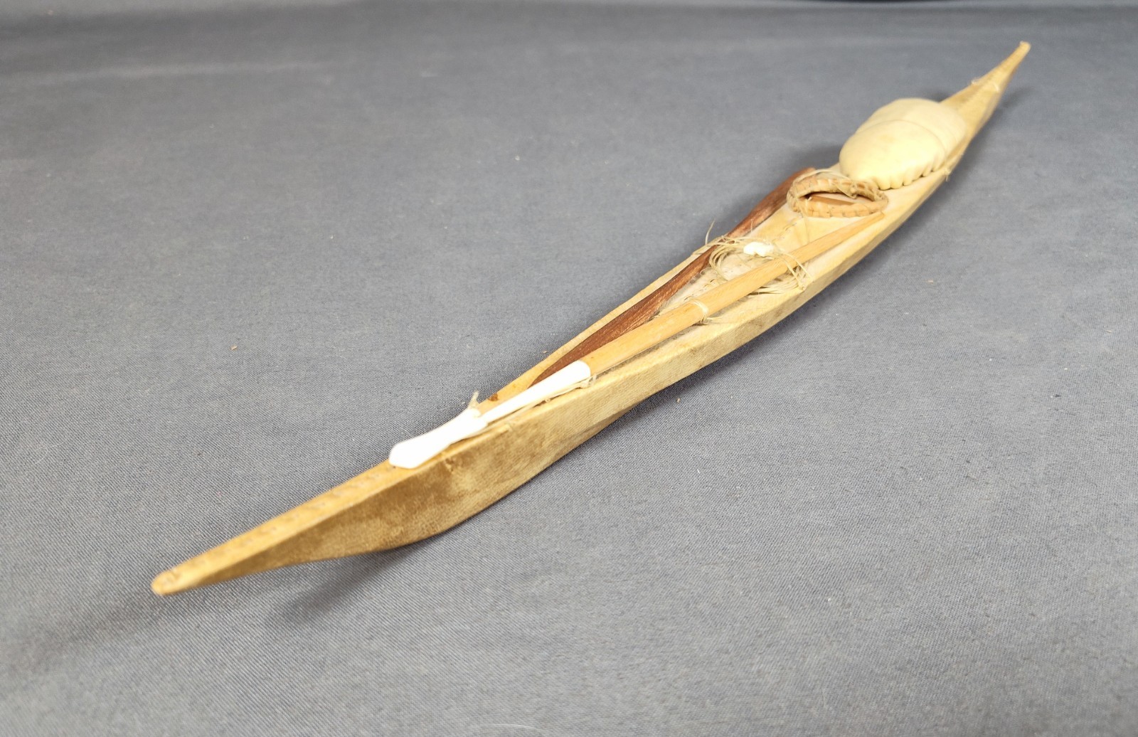Antique Inuit Kayak Model c. 1900-1920 Authentic Detailed Handcrafted Piece 20"