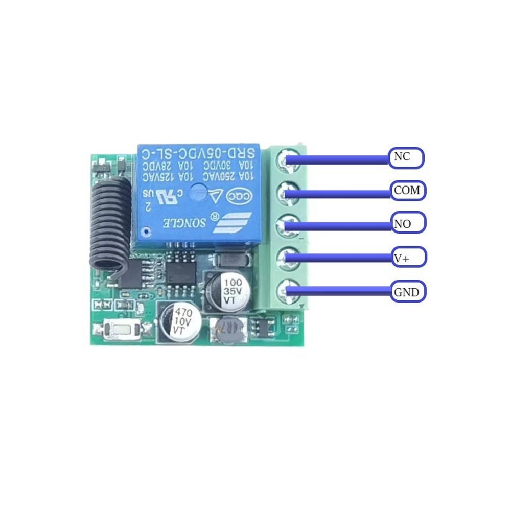 433Mhz DC5-30V 1CH Universal Wireless Remote Control Switch Relay Receiver Kit B