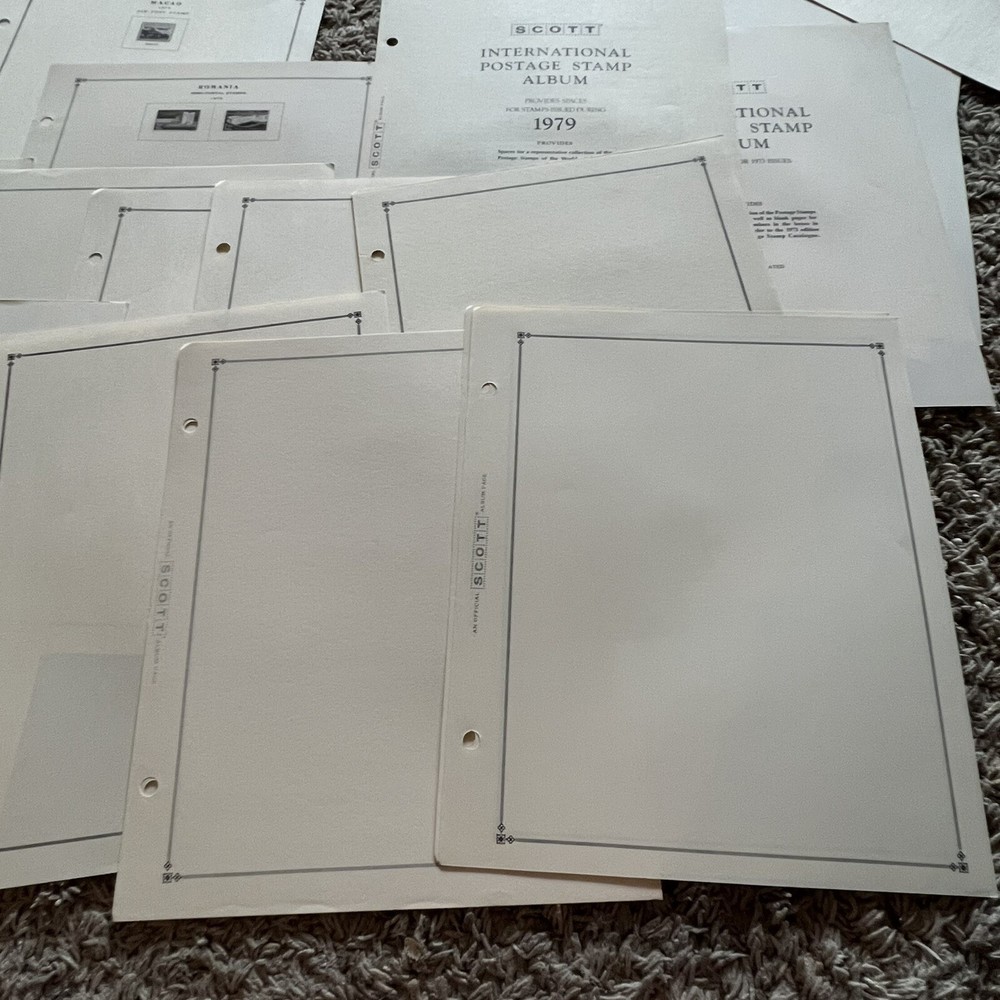 UNUSED LOT SCOTT ALBUM PAGES EMPTY FEW COUNTRIES, MOSTLY BLANK PAGES NO STAMPS