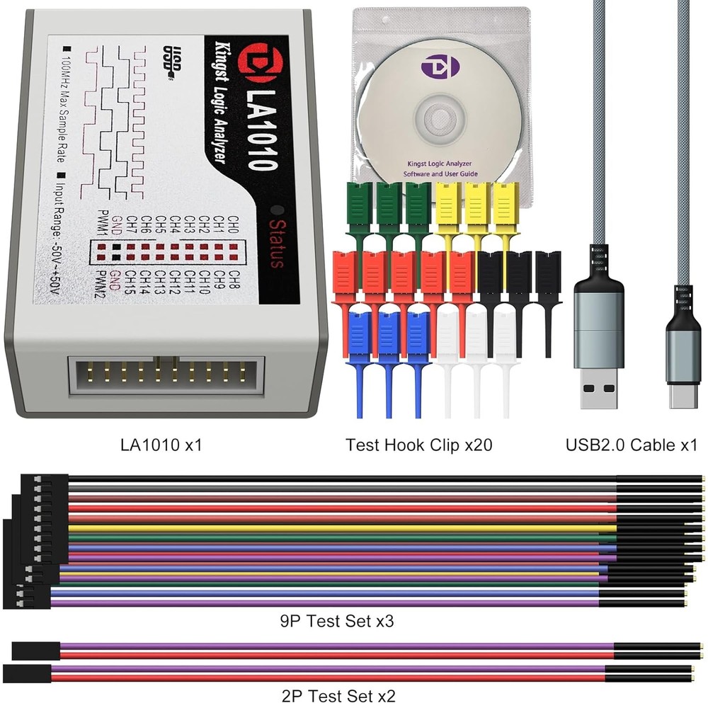 USB Logic Analyzer 16 Channel 100MHz with PC Software Handheld Device for
