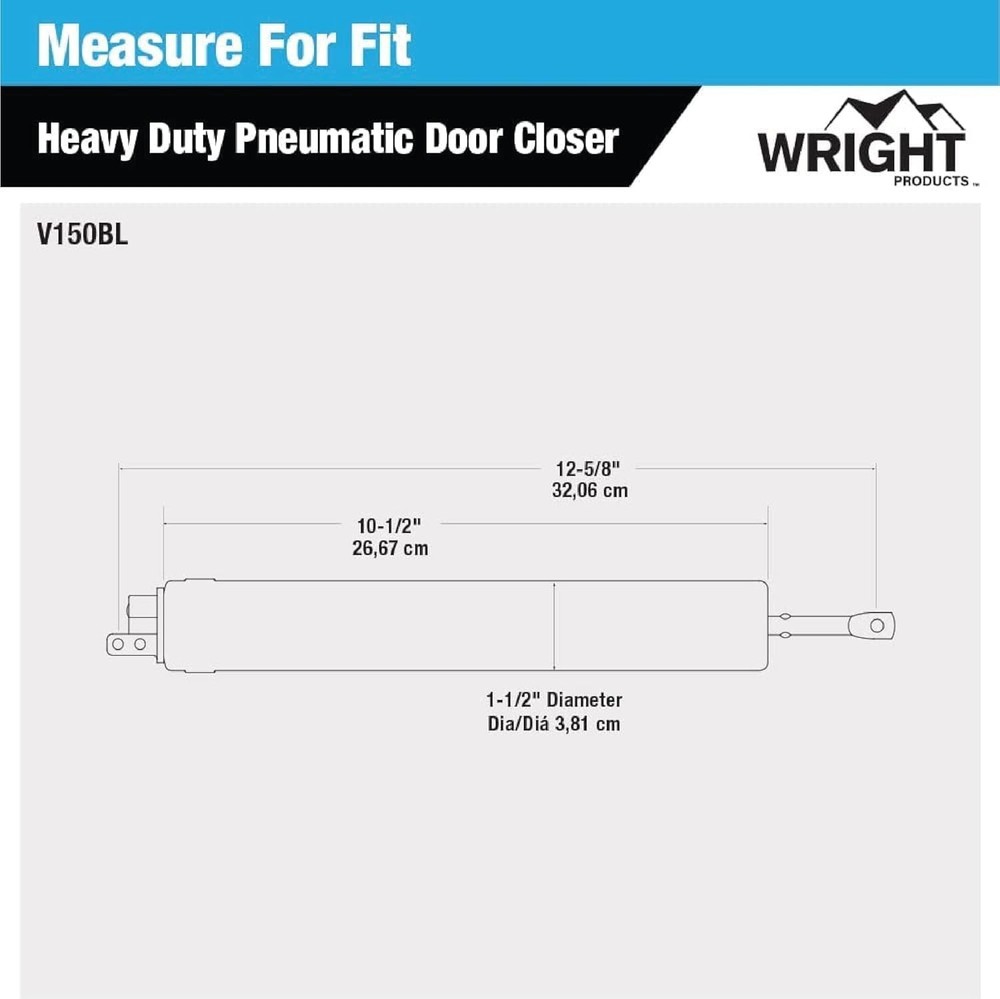 Pneumatic Door Closer for Out-Swinging Doors - Durable, Adjustable, Compact