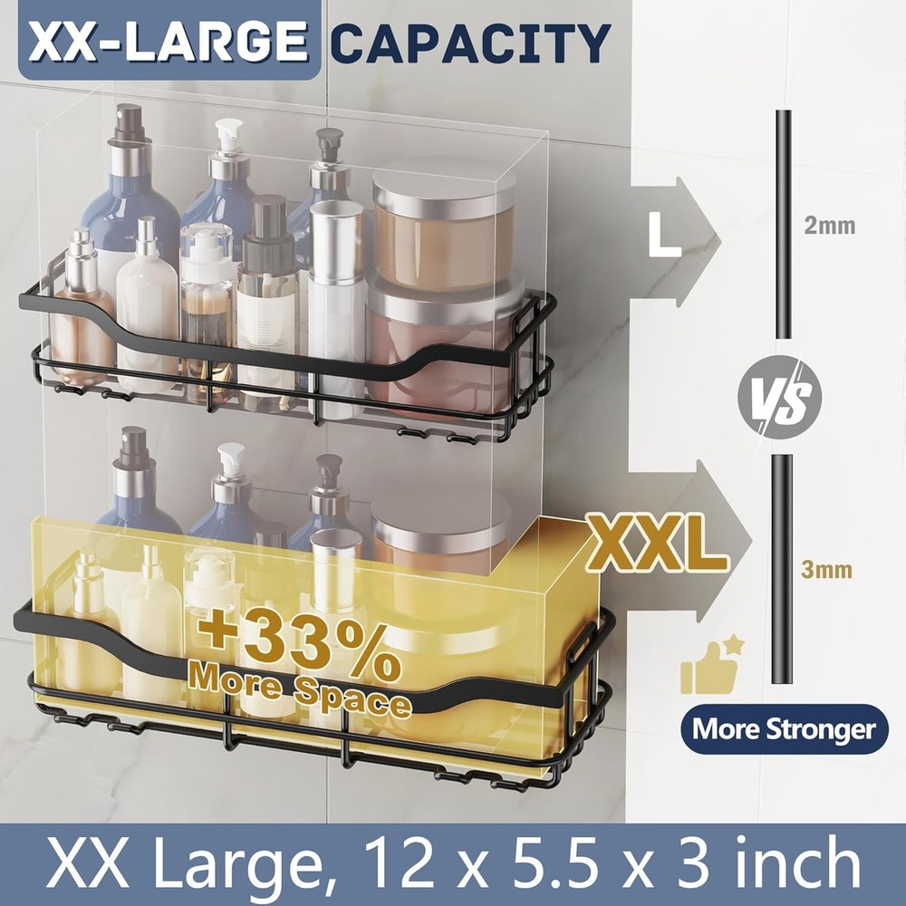 3-Pack Shower Caddy W/ Soap Holder Adhesive Rustproof No-drill Strudy Loading