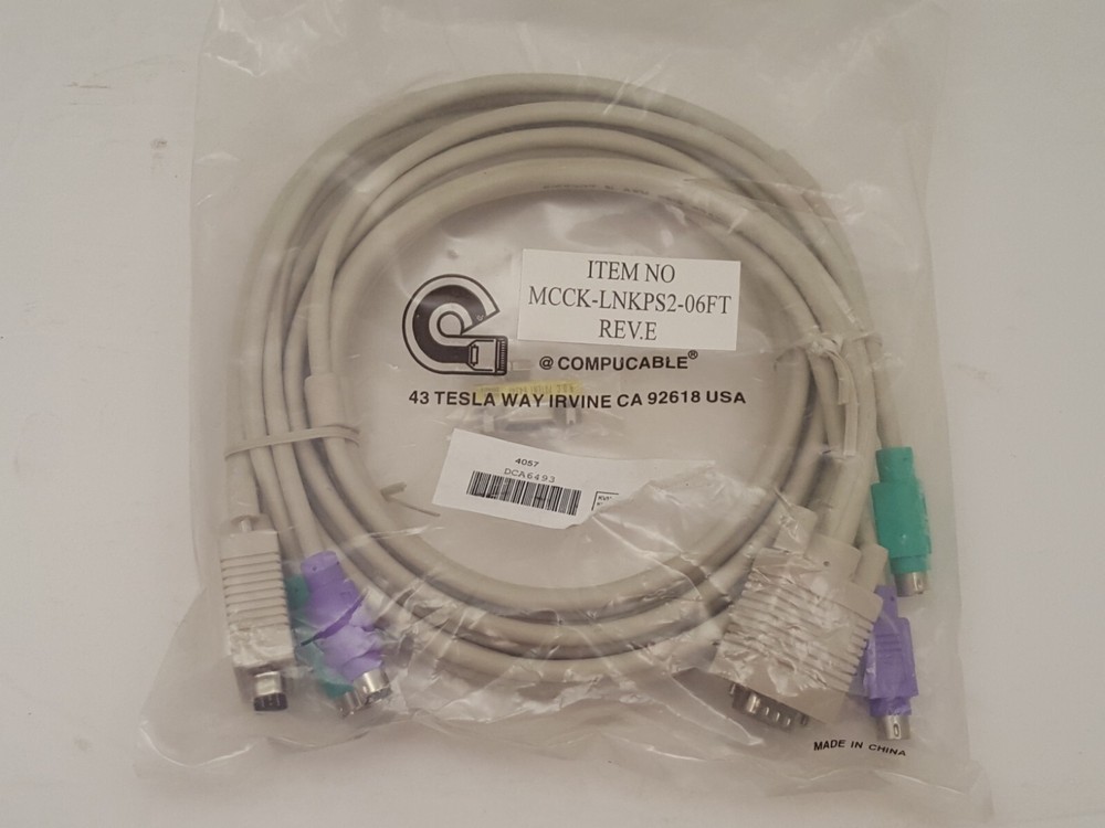 ADDLOGIX / COMPUCABLE 6' PS/2 KVM Switch Cable Kit | MCCK-LNKPS2-06FT REV E  NEW