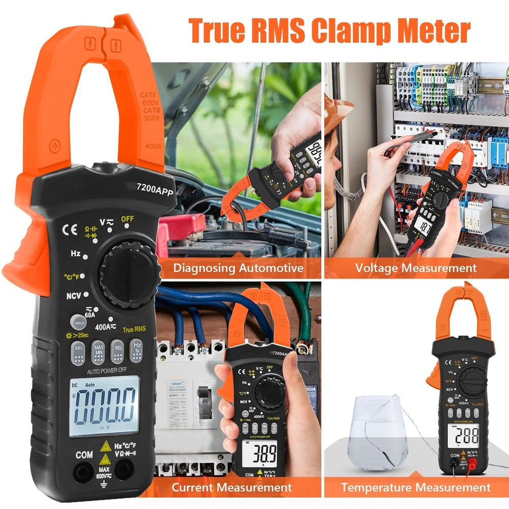 BTMETER Digital Clamp Meter TRMS Multimeter AC DC Volt Amp Ohm NCV Data Logging