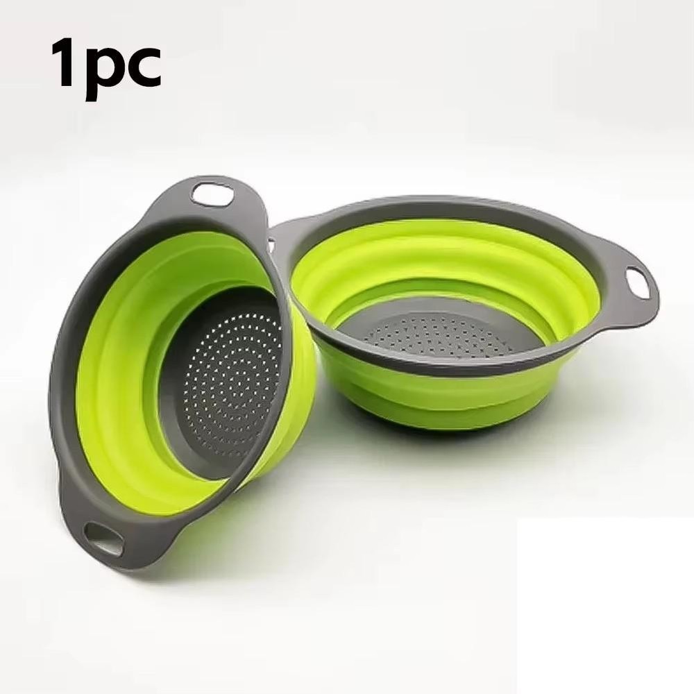 Silicone Folding Drain Basket Fruit Vegetable Washing Basket Foldable Strainer