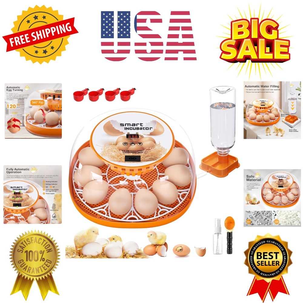 12 Egg Incubator with Automatic Egg Turning and Temperature Control, Automati...