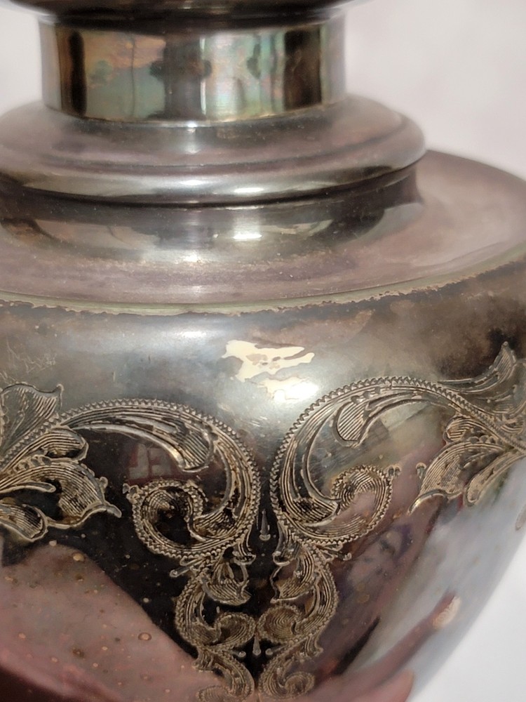 Antique Sheffield Silverplate Tea Caddy Etched Pattern