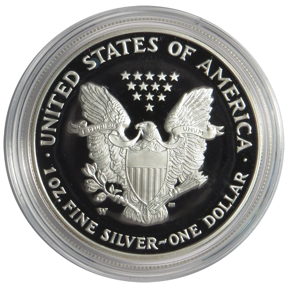 2002-W Proof $1 American Silver Eagle Box, OGP & COA