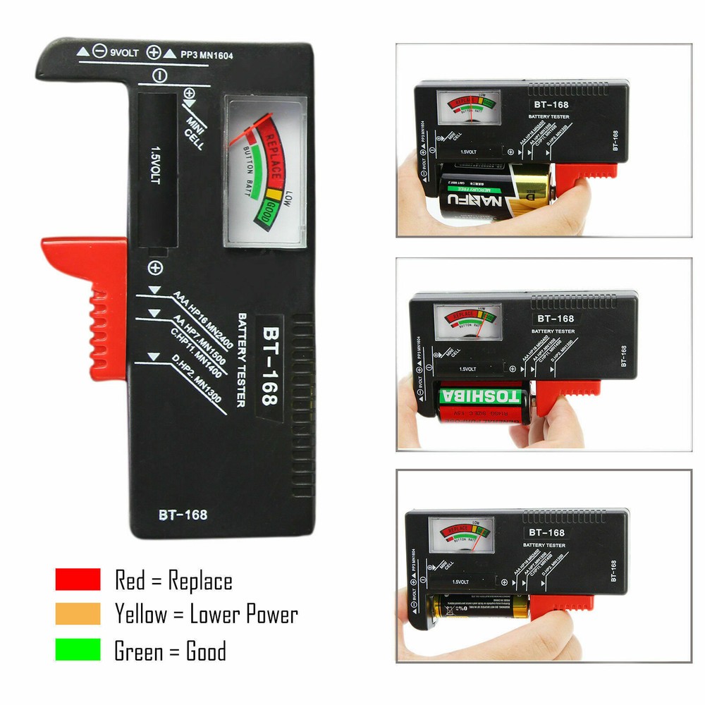 New AA AAA C D 9V Universal Battery Volt Checker Tester Button Cell Batteries