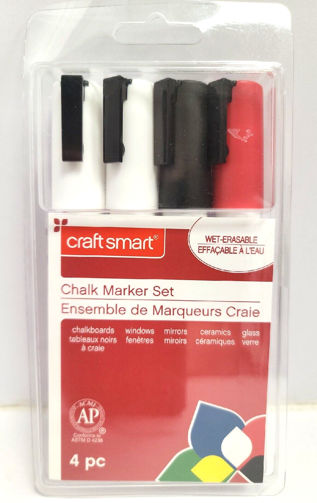 Craft Smart 4 Pc Chalk Marker Set Wet-Erasable