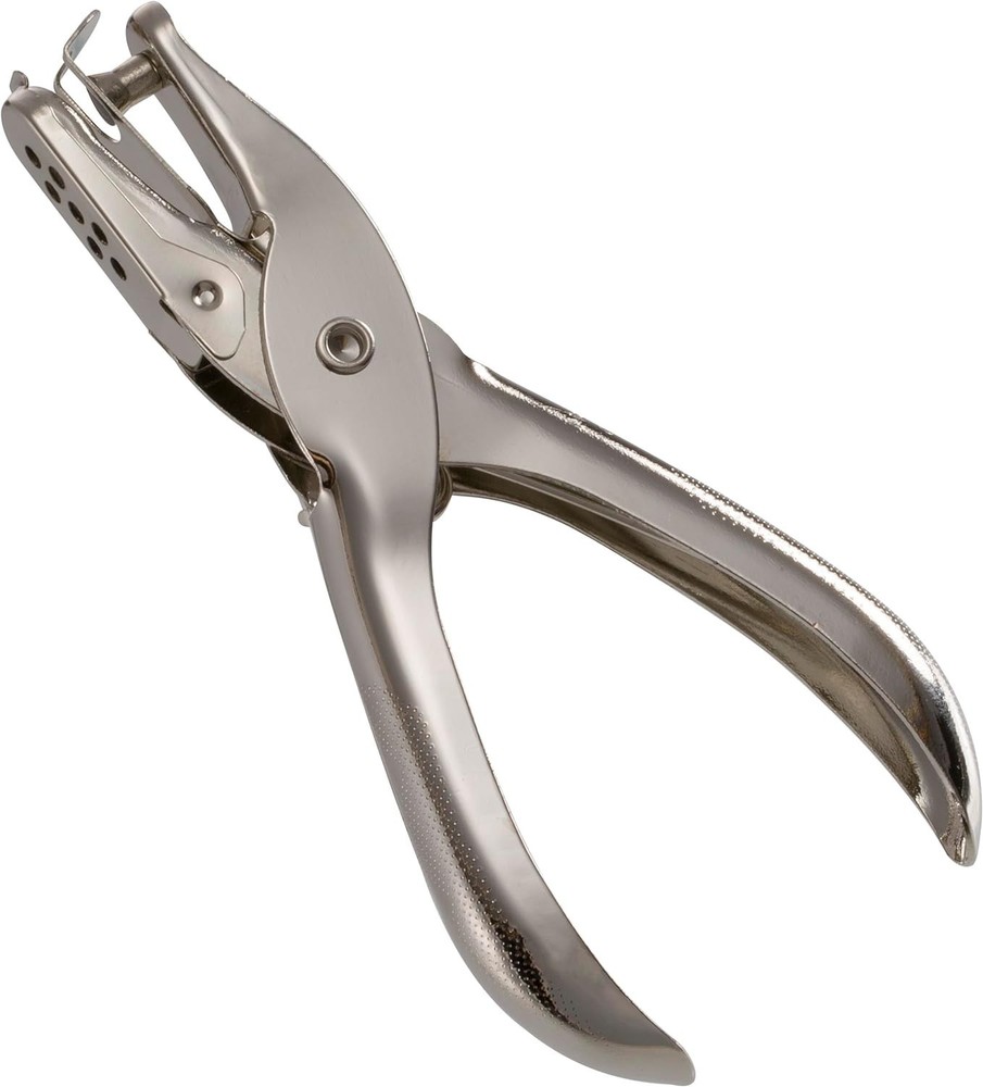 Efficient One Hole Punch, 5 Sheet Capacity with Sturdy Nickel Construction