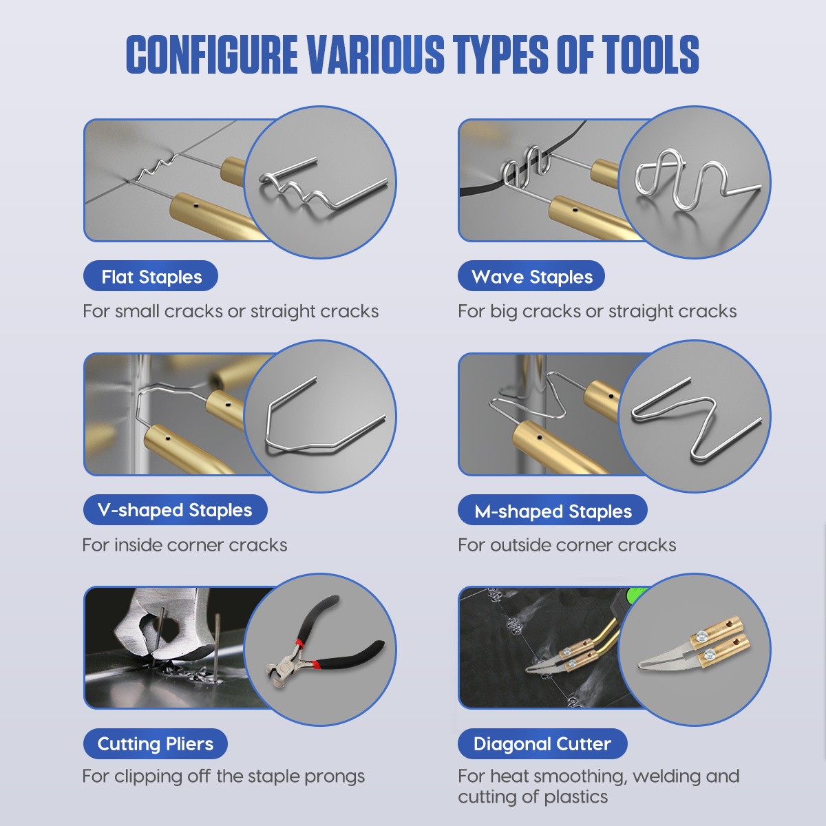 80W Hot Stapler Plastic Welder Kit Car Bumper Repair Welding Machine 600 Staples