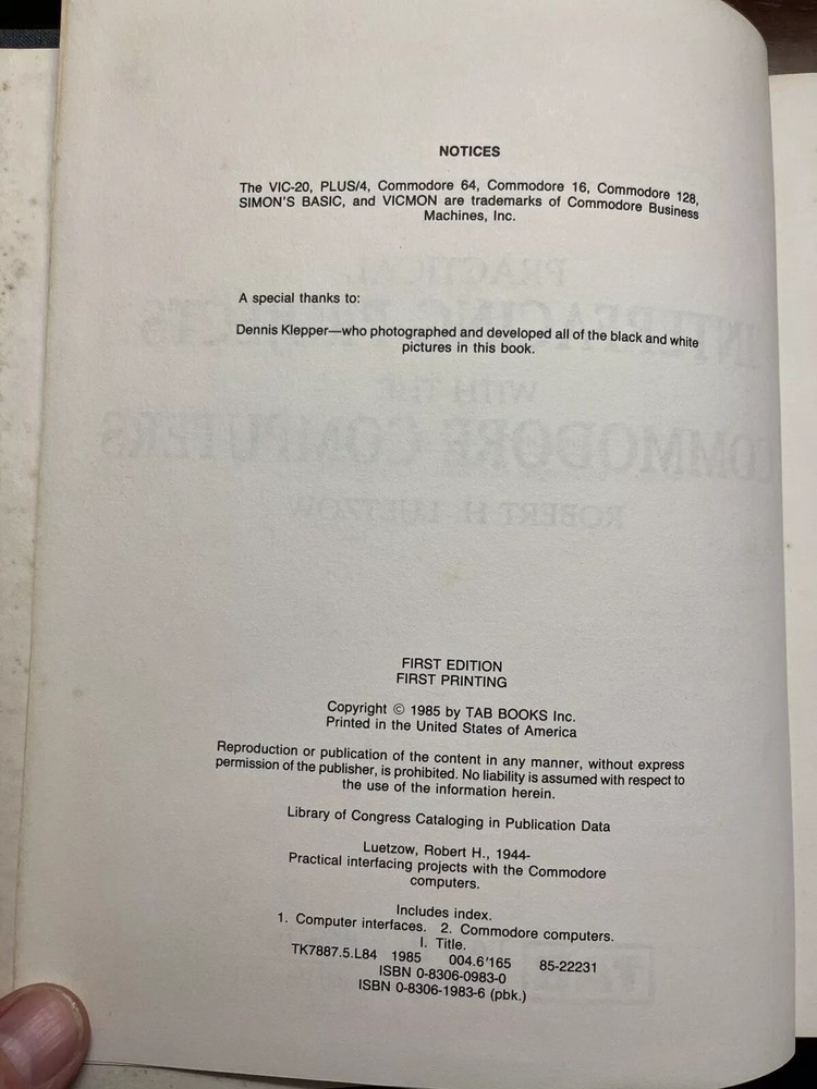 Practical Interfacing Projects With The Commodore Computers Robert Luetzow 1st
