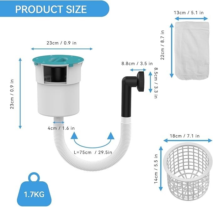 Surface Float Skimmer,2025 Upgrade,No Installation Required, no Adjustable...