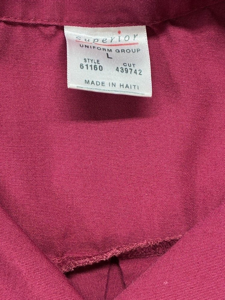 Superior Uniform Group Burgundy Work Jacket Women’s Size Large Button Front Util