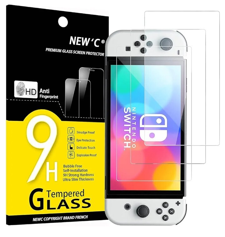 NEW'C 3 Pack Designed for Nintendo Switch (model OLED) Screen Protector Tempered