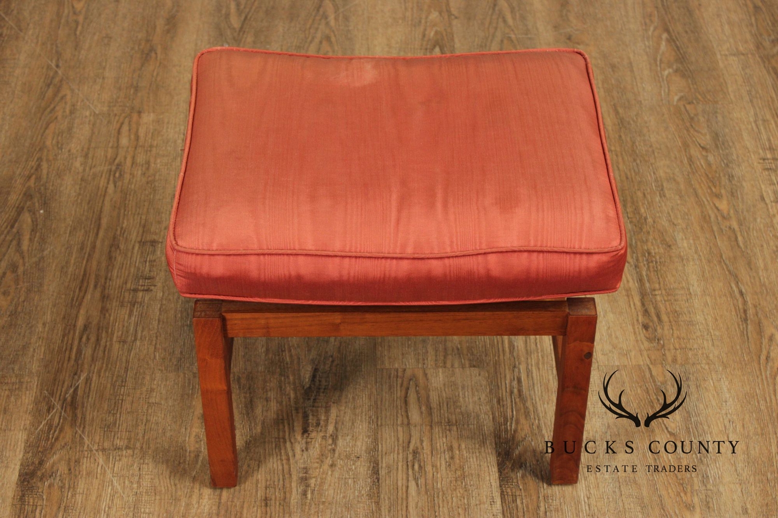 Jens Risom Mid Century Modern Pair Of Walnut Stools