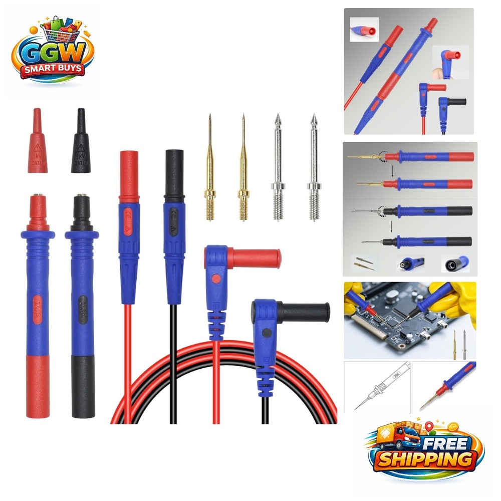 Professional Multimeter  Leads Kit: Replaceable Probes & Silicone Safety, Set...