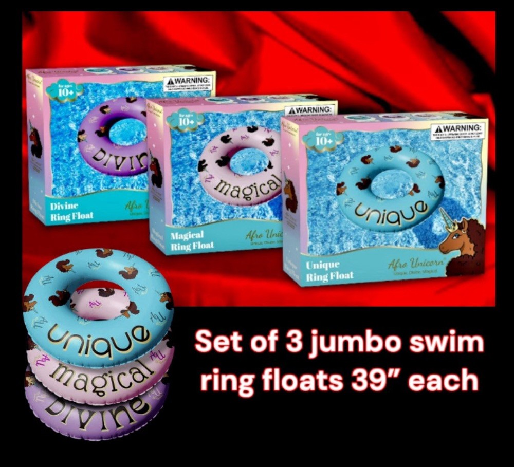 Unicorn 3 Pack Jumbo Pool Float Rings 39” Diameter Each. Magical, Unique, Divine