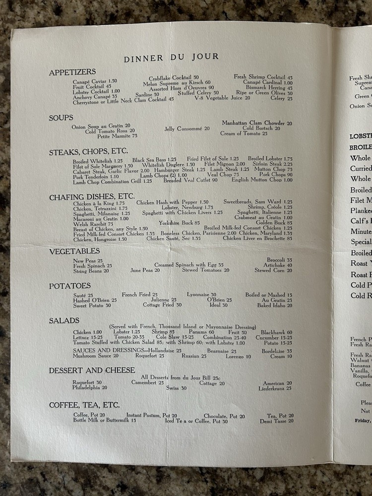 Jonnie Scat Davis Blackhawk Restaurant Menu Chicago