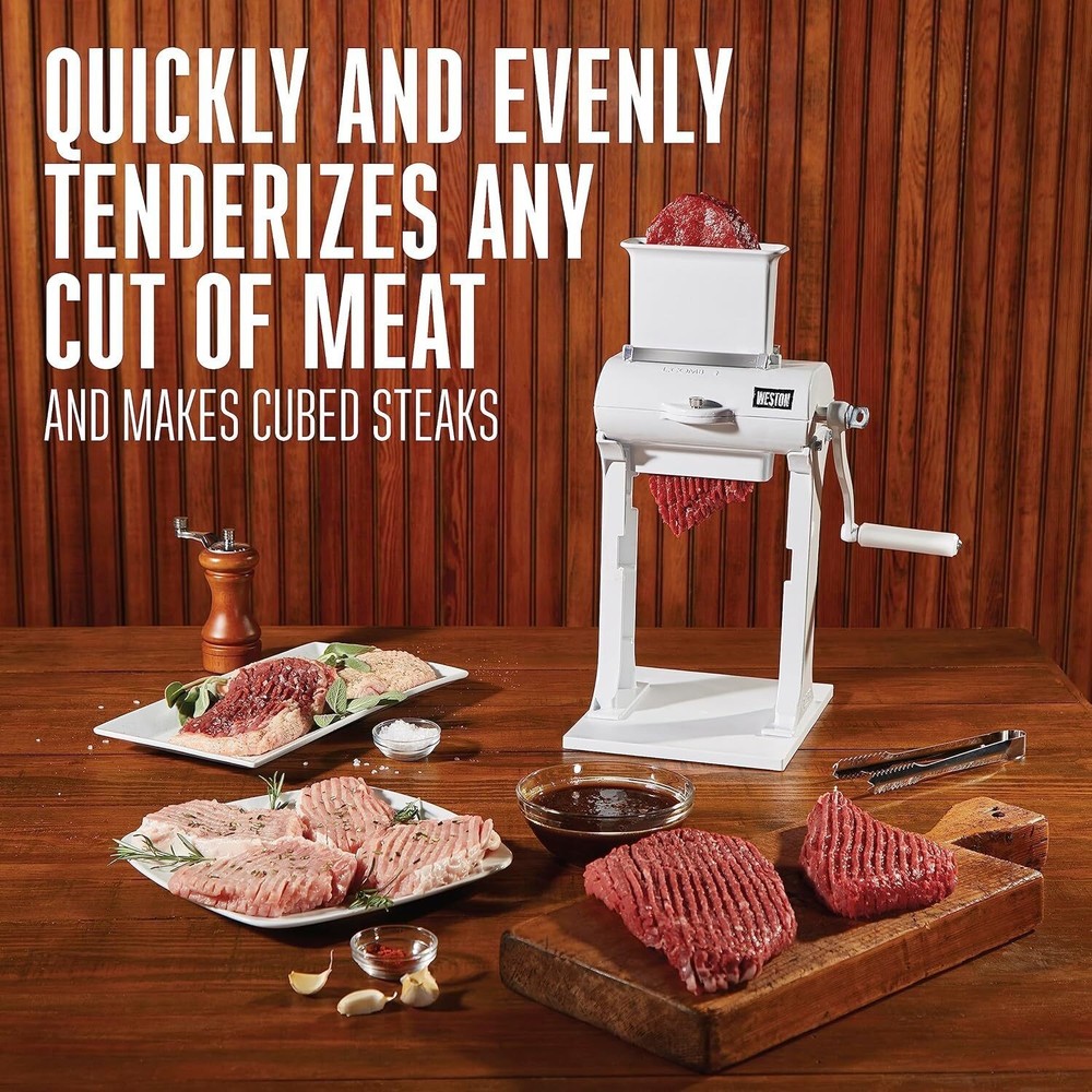 Meat Tenderizer Tool & Heavy Duty Cuber Quick and Easy Manual Operation White