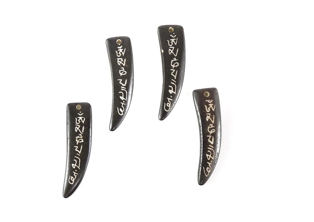 4 Black Indonesian Resin Pendants