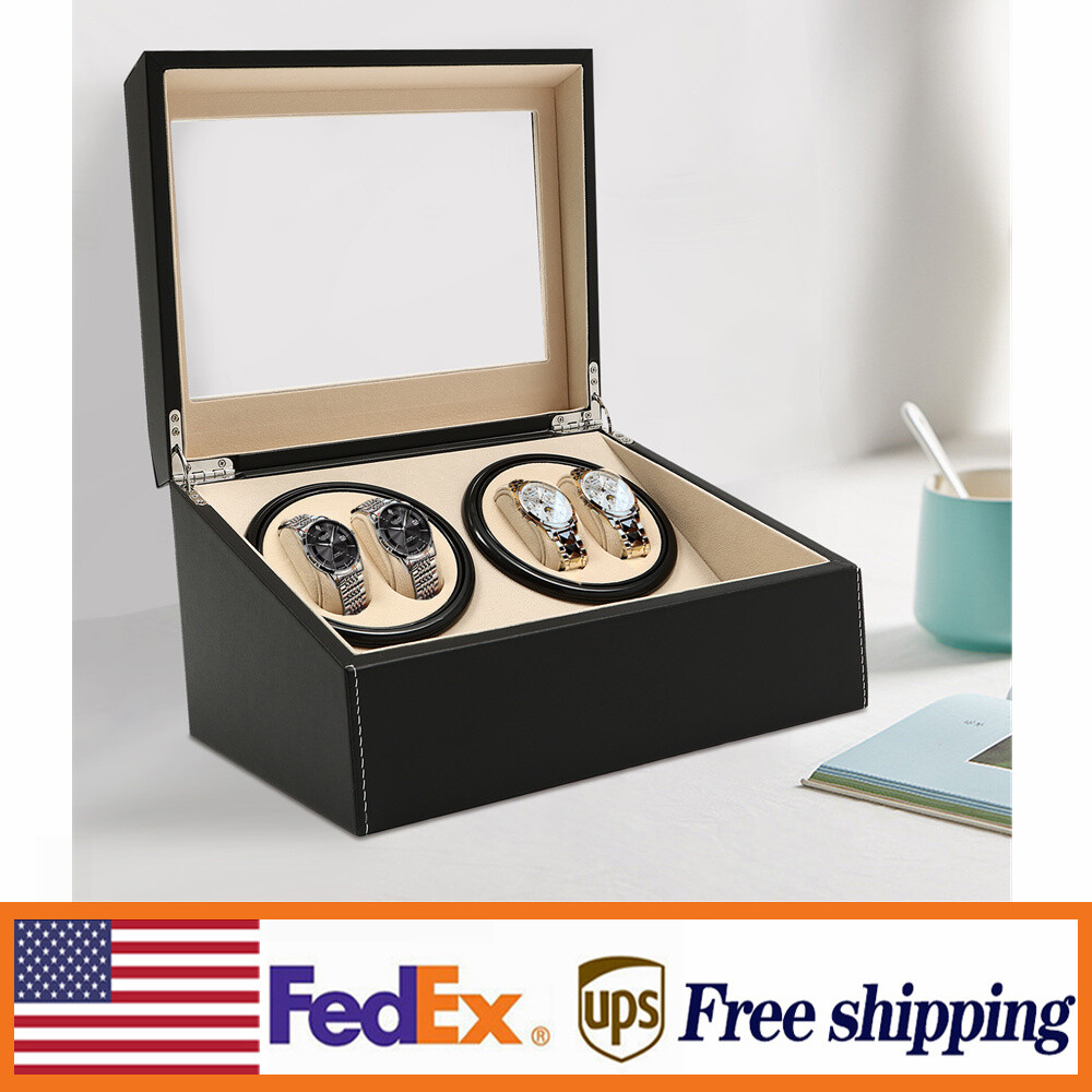 4+6 Luxury Automatic Rotation Watch Winder Leather Storage Case Display Box Gift