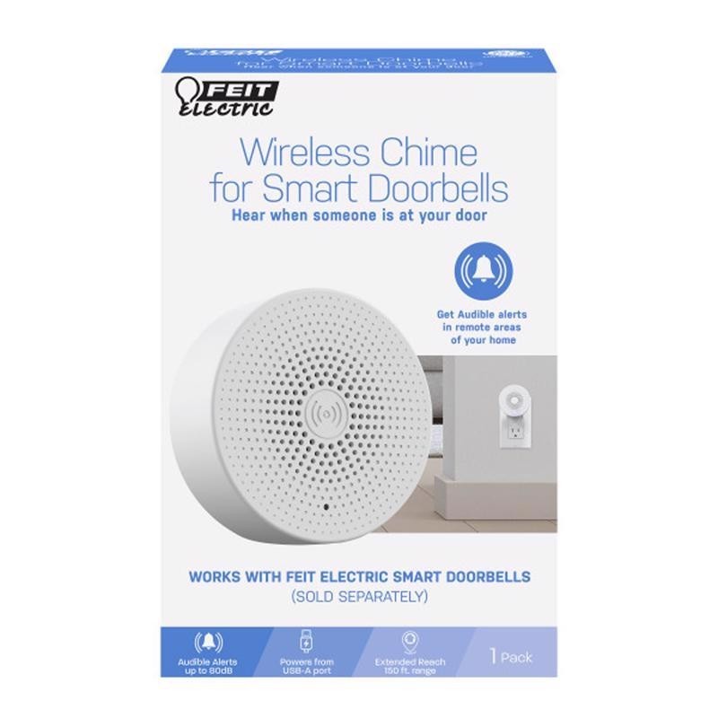New Feit White Plastic Wireless Smart-Enabled Door Chime Bell
