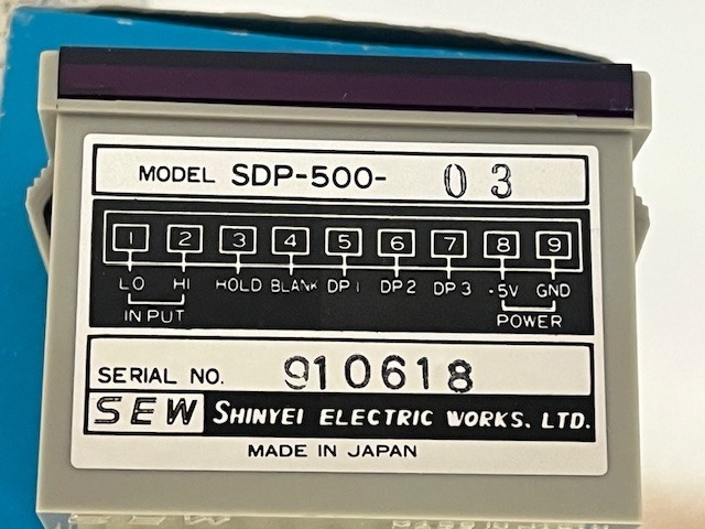 SHINYEI ELECTRIC DIGITAL MICRO INDICATOR, MODEL SDP-500-03, NOS